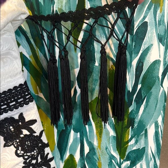 Elegant Embroidered Black and White Strapless Dress - Picture 5 of 10